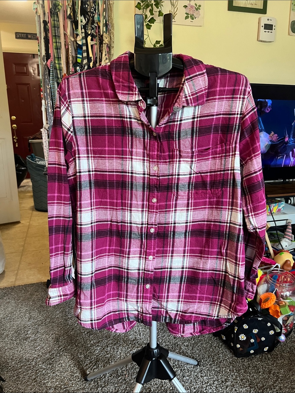GAP Pink Plaid Button-Down Shirt